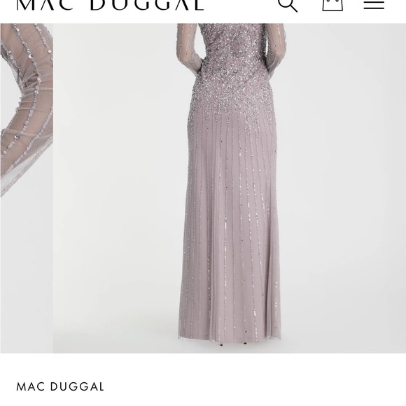 Mac Duggal Purple Sequin Long Sleeve Gown - Picture 4 of 5